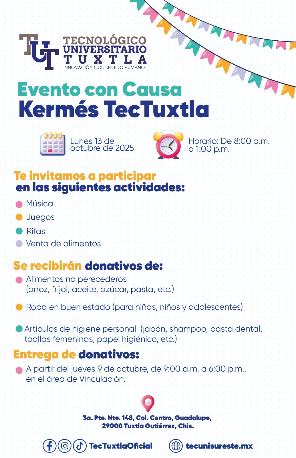 💙 ¡Súmate, diviértete y apoya!  Porque en el TecTuxtla, ayudamos con sentido humano. 🙌
